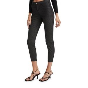 L’agence Women’s Black Margot Glittered Cropped High Rise Skinny Jeans Size 25